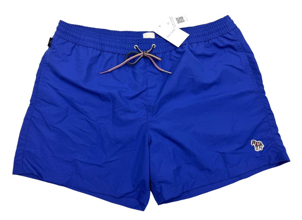 Paul Smith Swim Trunks Mens XL Bright Blue Zebra Mesh Lined Quick Dry Shorts